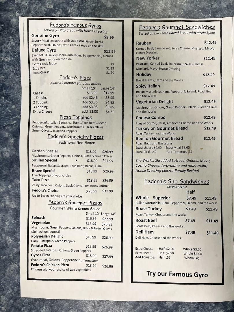 Fedora's Pizza & Gyros Menu image 4